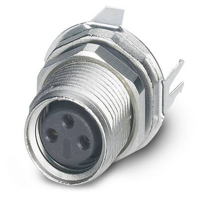 Een ronde, metalen connector met drie aansluitingen, geschikt voor elektronische verbindingen in verschillende apparaten.