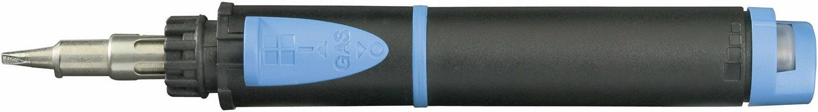 Een zwarte en blauwe precisie schroevendraaier ligt horizontaal. De handgreep is ergonomisch ontworpen met ribbels voor een betere grip.