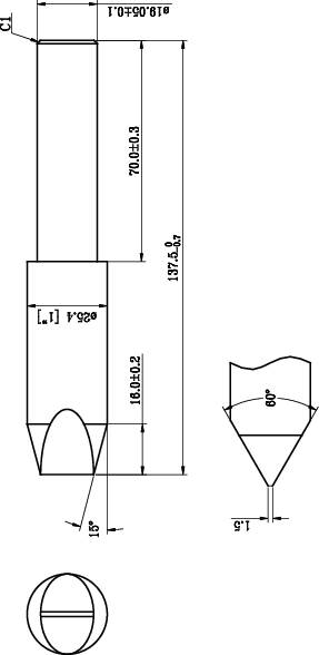 Technische tekening van een glijbaan met zijaanzicht en doorsnede, toont lengte- en hoogtematen alsmede hellingshoek.