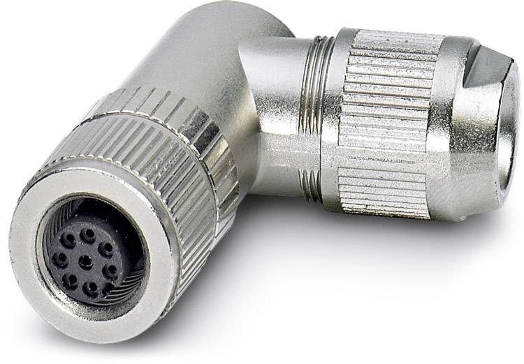Metalen 90-graden hoekconnector met meerdere pinnen, geschikt voor industriële toepassingen.