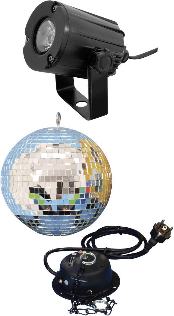 Eurolite 50101856 LED Spiegelbolset  met LED-verlichting, Met motor 20 cm