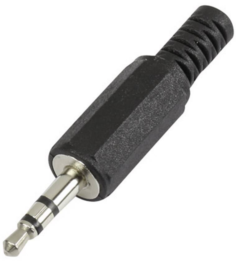 Een zwarte 3,5-mm-jackplug met zilveren uiteinde, geschikt voor het aansluiten van hoofdtelefoons of audio-apparatuur.