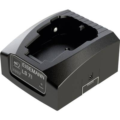 Een zwart oplaadapparaat van het merk 'Eisemann', model 'LS 7', met één apparaatslot en een stroomweergave.