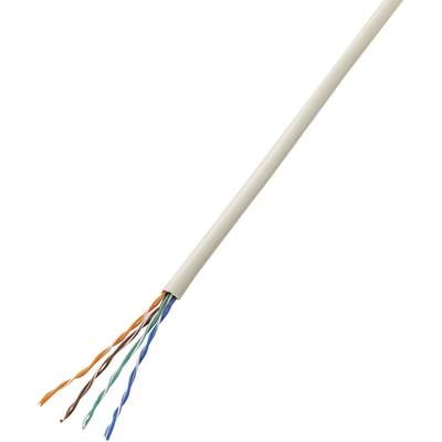 Een open LAN-kabel met vier gedraaide draadparen in verschillende kleuren.