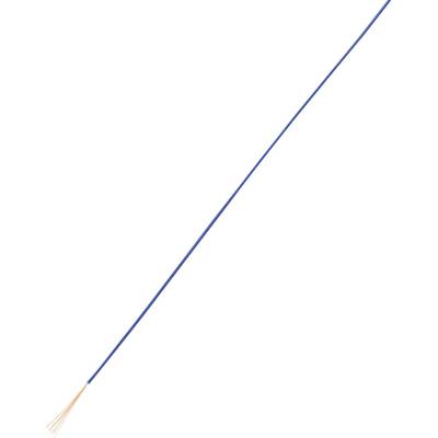 Blauw elektrisch kabel, aan één kant gestript, toont koperen draden.
