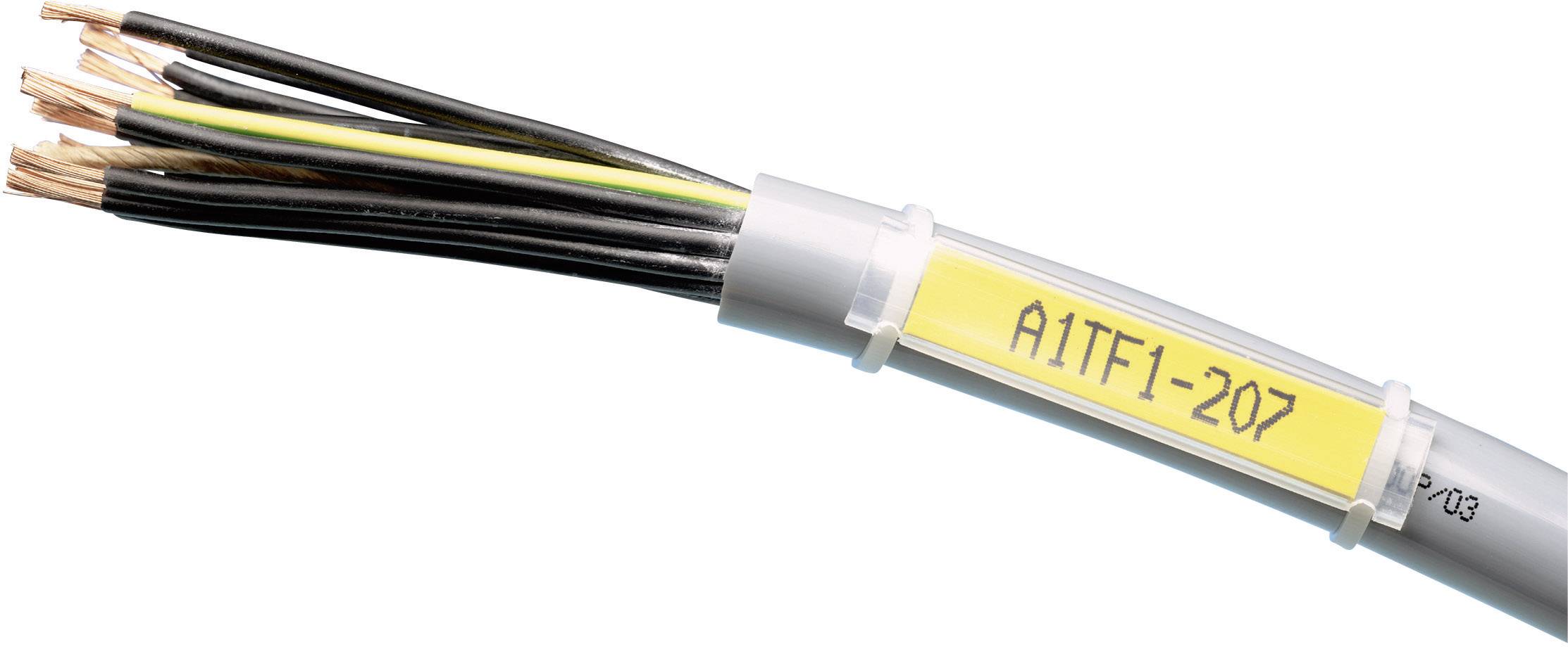 Een meeraderig kabel met opgerolde uiteinden. Het etiket vertoont 'A1TF1-207'. De afbeelding illustreert de markering van kabels.