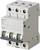 Driepolige Siemens-installatieautomaat, serie 5SL6, type C16, voor AC 400V, toont schakelaar in 'UIT'-stand.