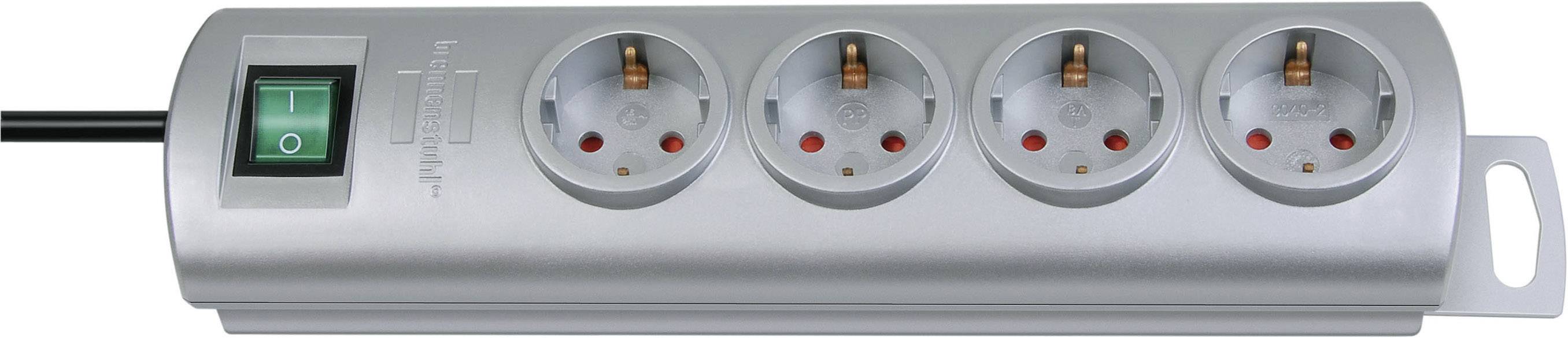 Brennenstuhl 1153390124 Stekkerdoos met schakelaar 4-voudig Zilver Randaarde stekker 1 stuk(s)