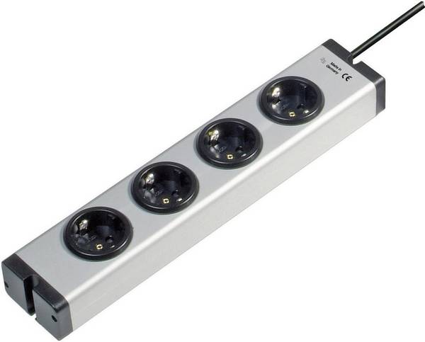 Ehmann 0600x00042031 Stekkerdoos 4-voudig Aluminium Randaarde stekker 1 stuk(s)