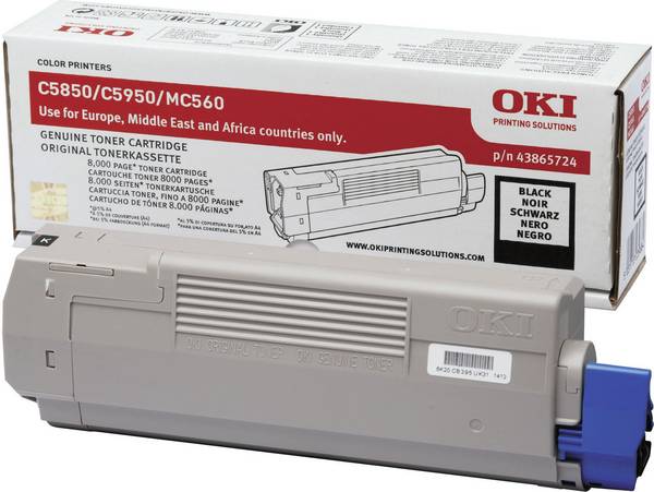 OKI Toner 43865724 Zwart voor C5850/ C5950 - Ongeveer 8.000 Pagina's