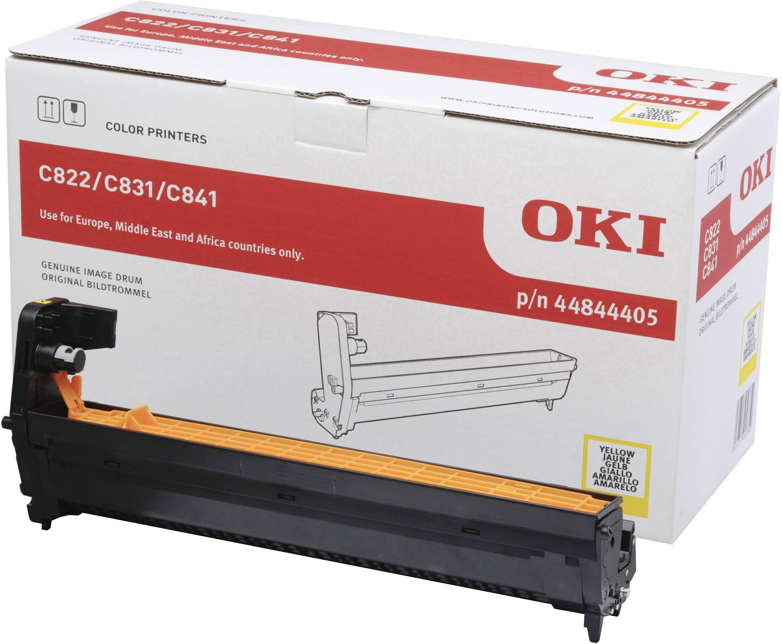 Verpakking van een originele beeldtrommel voor OKI-printers van de modellen C822, C831 en C841. Geschikt voor specifieke regio's.