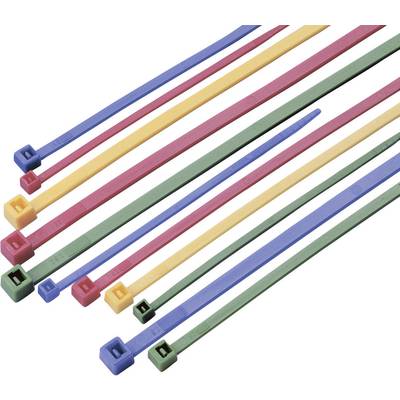 TRU COMPONENTS 1570835  Assortiment kabelbinders 100 mm, 200 mm, 300 mm 2.50 mm Groen, Rood, Blauw, Geel  100 stuk(s)