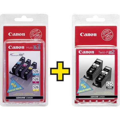 Canon Inktcartridge PGI-525 / CLI-526 Origineel Combipack Zwart, Cyaan, Magenta, Geel 4529B010, 4541B009