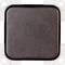 Een vierkant, donkerbruin object met een gladde oppervlakte, omgeven door een witte lijst met afgeronde hoeken.
