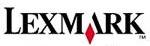 Logo met het woord 'Lexmark' in zwarte letters. Een rood ruitvormig symbool vervangt de letter 'A'.