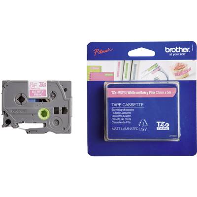 Brother TZe-MQP35 Labeltape mat   Tapekleur: Roze (mat) Tekstkleur: Wit 12 mm 5 m