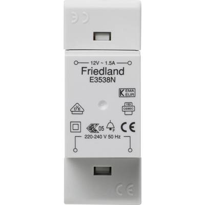 Elektrische bel module Friedland E3538N, geschikt voor 12V, 1,5A, bedrijfsspanning 220-240V, 50Hz. CE- en KEMA-KEUR-gecertificeerd.