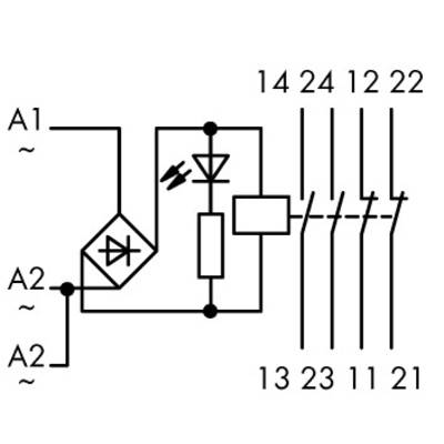 WAGO 789-536 Industrieel relais Nominale spanning: 24 V/DC, 24 V/AC Schakelstroom (max.): 4 A 2x NO, 2x NC  1 stuk(s)