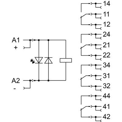 WAGO 858-390 Relaismodule Nominale spanning: 24 V/DC Schakelstroom (max.): 6 A 4x wisselcontact  1 stuk(s)