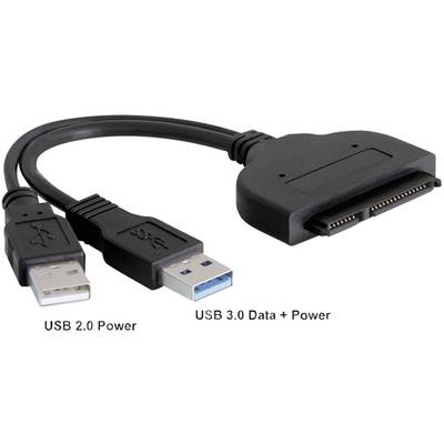 Delock HDD Adapter [1x USB 3.2 Gen 1 stekker A (USB 3.0), USB-A 2.0 stekker - 1x SATA-combi-bus 15+7-polig] 0.20 m Zwart