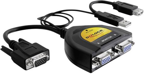 Delock 61968 2 poorten VGA-splitter  2048 x 1536 Pixel Zwart