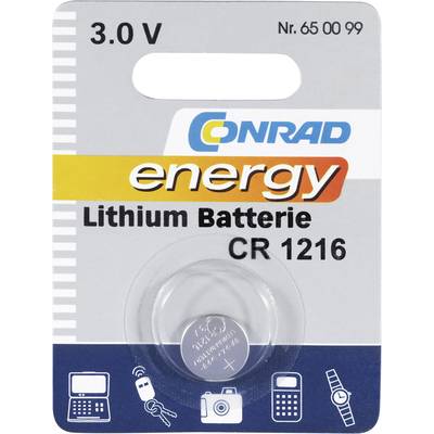 Conrad energy Knoopcel CR1216 3 V 1 stuk(s) 25 mAh Lithium CR1216