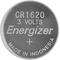 'CR1620, 3 Volt, Energizer, Gemaakt in Indonesië' op een zilveren knoopbatterij.