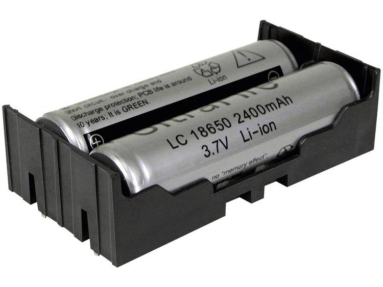 MPD Batterijhouder Pin voor 2 Li-ion-batterijen 18650 THT L voor 2 x 18650 (l x b x h) 77.7 x 40.21 