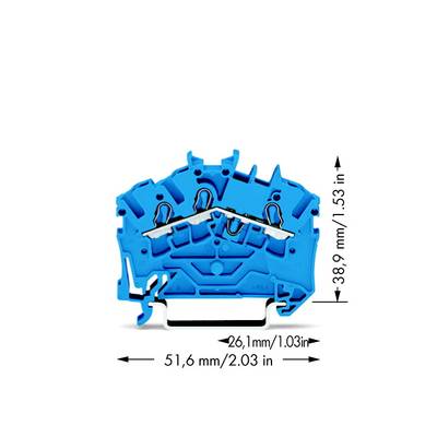 WAGO 2002-6304 Doorgangsklem 5.20 mm Spanveer Toewijzing: N Blauw 100 stuk(s) 