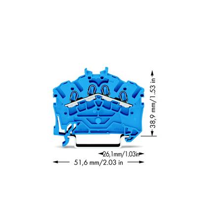 WAGO 2002-6404 Doorgangsklem 5.20 mm Spanveer Toewijzing: N Blauw 100 stuk(s) 