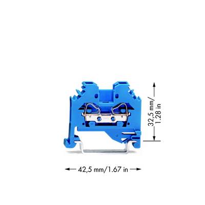 WAGO 281-104 Doorgangsklem 6 mm Spanveer Toewijzing: N Blauw 100 stuk(s) 