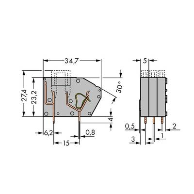 WAGO 742-111 Veerkrachtklemblok 2.50 mm² Aantal polen 1 Grijs 300 stuk(s) 