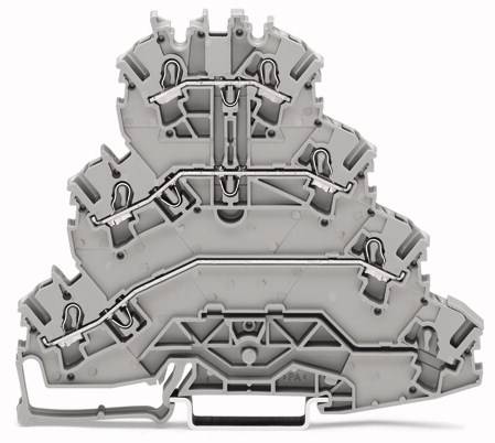 WAGO 2002-4131 Doorgangsklem 4-etages 5.20 mm Spanveer Toewijzing: L1, L2, L3 Grijs 25 stuk(s) Package
