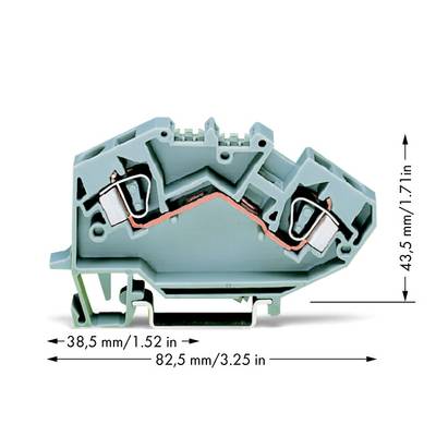 WAGO 782-601 Doorgangsklem 8 mm Spanveer Toewijzing: L Grijs 25 stuk(s) 