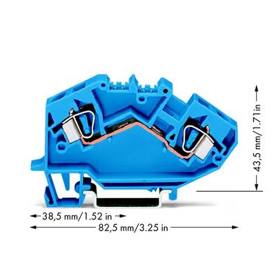WAGO 782-604 Doorgangsklem 8 mm Spanveer Toewijzing: N Blauw 25 stuk(s) 