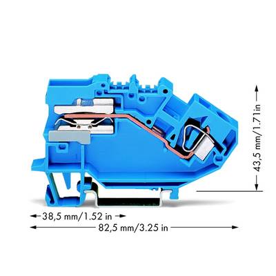 WAGO 782-613 Scheidingsklem 8 mm Spanveer Toewijzing: N Blauw 25 stuk(s) 