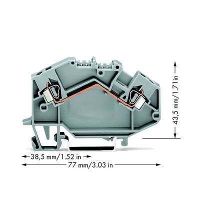 WAGO 780-601 Doorgangsklem 5 mm Spanveer Toewijzing: L Grijs 50 stuk(s) 
