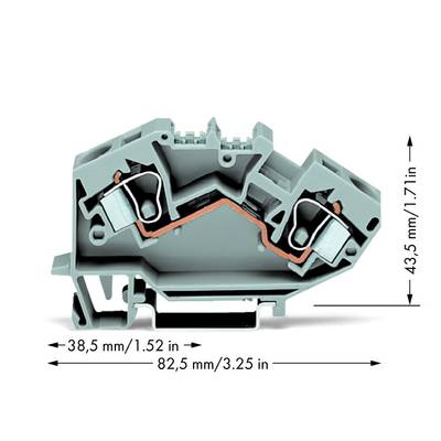 WAGO 784-601 Doorgangsklem 10 mm Spanveer Toewijzing: L Grijs 25 stuk(s) 