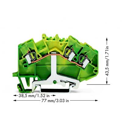 WAGO 780-637 Aardingsklem 5 mm Spanveer Toewijzing: Terre Groen, Geel 50 stuk(s) 