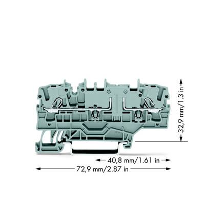 WAGO 2002-1901 Doorgangsklem 5.20 mm Spanveer Toewijzing: L Grijs 50 stuk(s) 