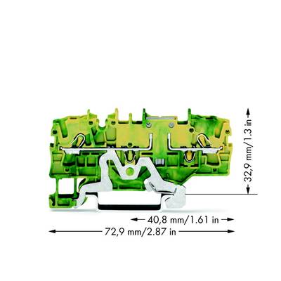 WAGO 2002-1907 Aardklem 2-etages 5.20 mm Spanveer Toewijzing: Terre Groen, Geel 50 stuk(s) 
