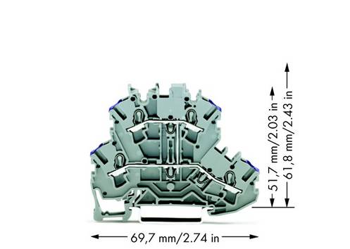 WAGO 2002-2208 Doorgangsklem 2-etages 5.20 mm Spanveer Toewijzing: L Grijs 50 stuk(s) Package