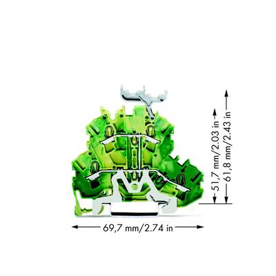 WAGO 2002-2237 Aardklem 2-etages 5.20 mm Spanveer Toewijzing: Terre Groen, Geel 50 stuk(s) 