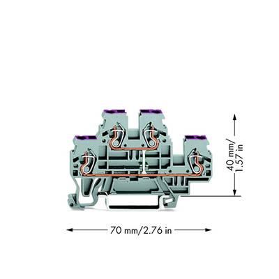 WAGO 870-508 Doorgangsklem 2-etages 5 mm Spanveer Toewijzing: L Grijs 50 stuk(s) 