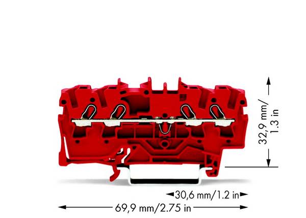 WAGO 2002-1403 Doorgangsklem 5.20 mm Spanveer  Rood 100 stuk(s)