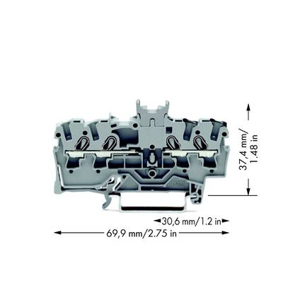 WAGO 2002-1441 Doorgangsklem 5.20 mm Spanveer Toewijzing: L Grijs 100 stuk(s) 