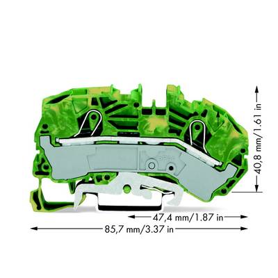 WAGO 2016-7607 Aardingsklem 12 mm Spanveer Toewijzing: Terre Groen, Geel 20 stuk(s) 