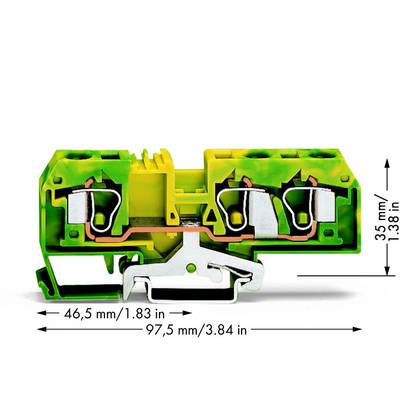 WAGO 284-687/999-950 Aardingsklem 10 mm Spanveer Toewijzing: Terre Groen, Geel 25 stuk(s) 