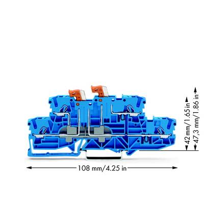 WAGO 2002-2954 Scheidingsklem 2-etages 5.20 mm Spanveer Toewijzing: N, N Blauw 50 stuk(s) 