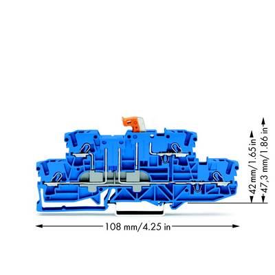 WAGO 2002-2974 Scheidingsklem 2-etages 5.20 mm Spanveer Toewijzing: N, N Blauw 50 stuk(s) 